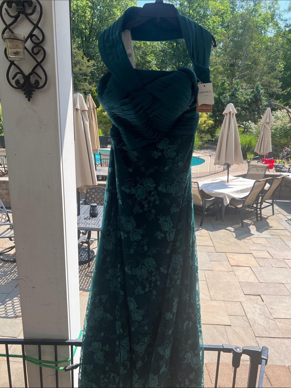 Emerald Halter Lace Wedding Dress with Draped Bodice